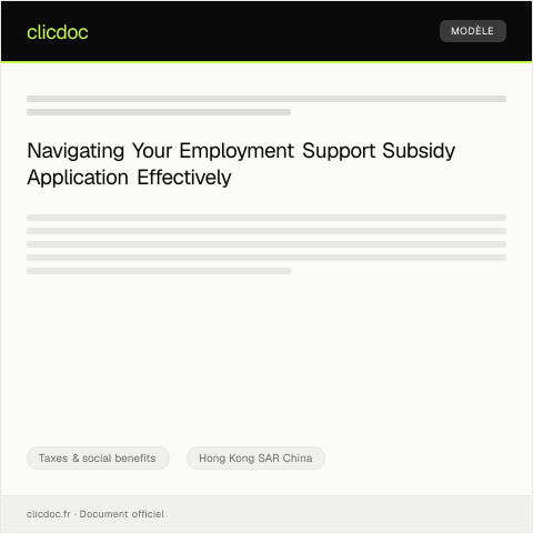 Document preview: Application for Employment Support Subsidy / 就業支援資助申請 — Taxes & social benefits, Hong Kong SAR China