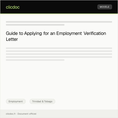 Document preview: Application for Employment Verification Letter from Employer — Employment, Trinidad & Tobago