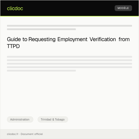 Document preview: Application for Employment Verification Letter at Trinidad and Tobago Police Service — Administration, Trinidad & Tobago