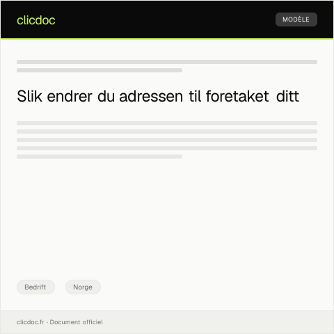 Document preview: Endring av adresse for foretaket — Bedrift, Norge
