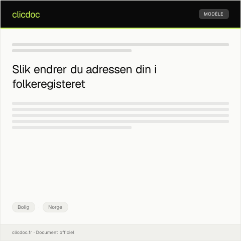Document preview: Endring av adresse i folkeregisteret — Bolig, Norge