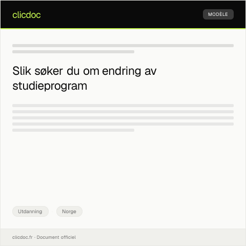 Document preview: Endring av studieprogram - Søknad — Utdanning, Norge