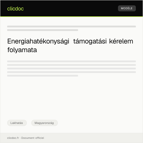 Document preview: Energiahatékonysági támogatási kérelem — Lakhatás, Magyarország