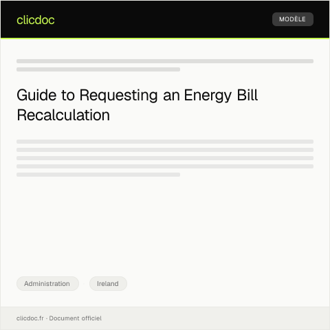 Document preview: Request for Recalculation of Energy Bill Due to Error — Administration, Ireland