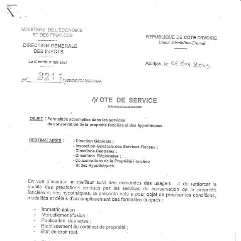 Aperçu du document engagement services cpfh — Engagement de service, Côte d'Ivoire