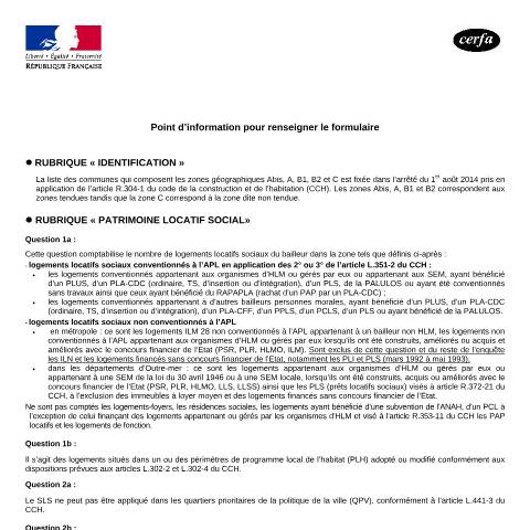 Aperçu du document Enquête annuelle sur l'application du supplément de loyer de solidarité (SLS) — Particuliers, France (CERFA n°14606*04)