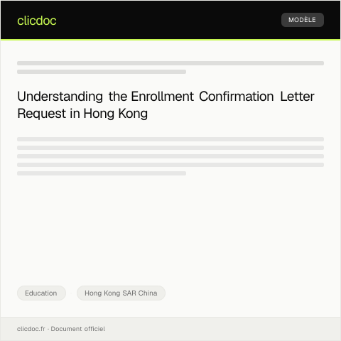 Document preview: Enrollment Confirmation Letter Request / 入學確認信申請 — Education, Hong Kong SAR China