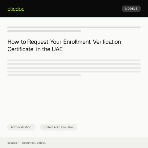 Document preview: Request for Enrollment Verification Certificate from Ministry of Education — Administration, United Arab Emirates