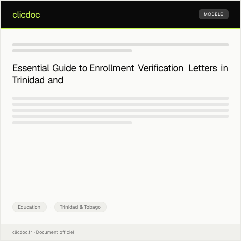 Document preview: Enrollment Verification Letter Request — Education, Trinidad & Tobago