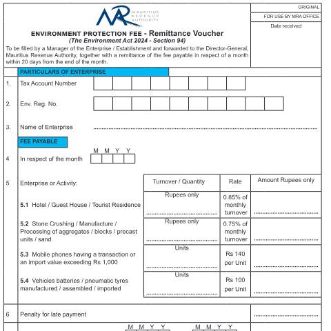 Document preview: Monthly payments - as from the month July 2025 — Document, Mauritius (CERFA n°EPF261125)