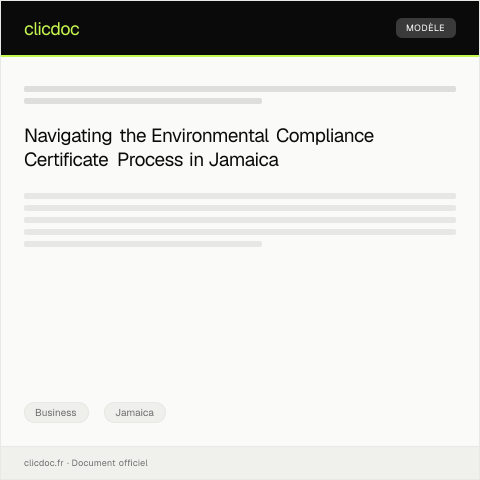Document preview: Application for Environmental Compliance Certificate for Business Operations — Business, Jamaica