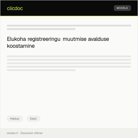 Document preview: Eraisiku elukoha registreeringu muutmise avaldus — Haldus, Eesti