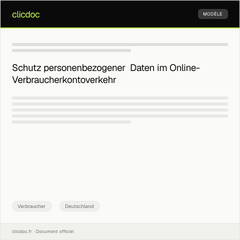 Dokumentvorschau: Erklärung zum Datenschutz beim Online-Verbraucher­kontoverkehr — Verbraucher, Deutschland