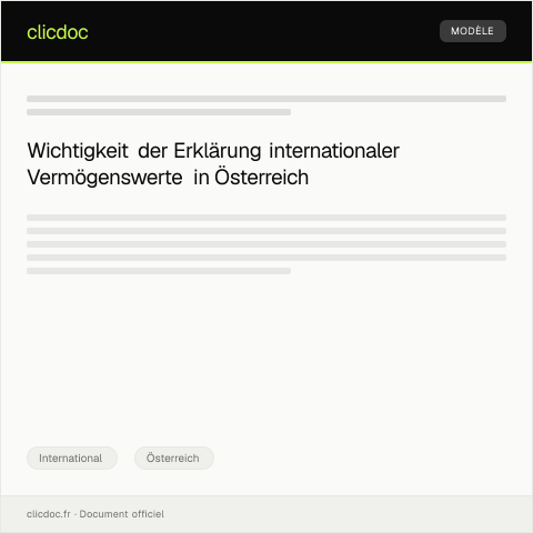 Dokumentvorschau: Erklärung über international angekaufte Vermögenswerte — International, Österreich
