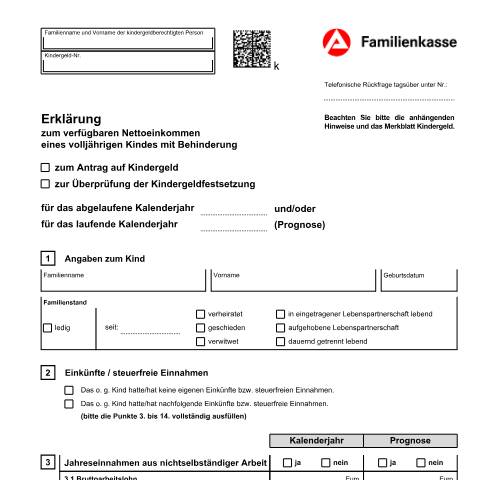 Dokumentvorschau: erklaerung-kg4f_ba033880 — Öffnet in neuem Tab Erklärung zum verfügbaren Nettoeinkommen eines volljährigen Kindes mit Behinderung (KG 4f) Formular zum verfügbaren Einkommen eines volljährigen Kindes mit Behinderung pdf | 1.43 MB | barrierefrei — Familienkasse/erklaerung, Deutschland (CERFA n°erklaerung-kg4f_ba033880)