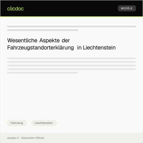 Dokumentvorschau: Erklärung zum Standort des Fahrzeugs — Fahrzeug, Liechtenstein