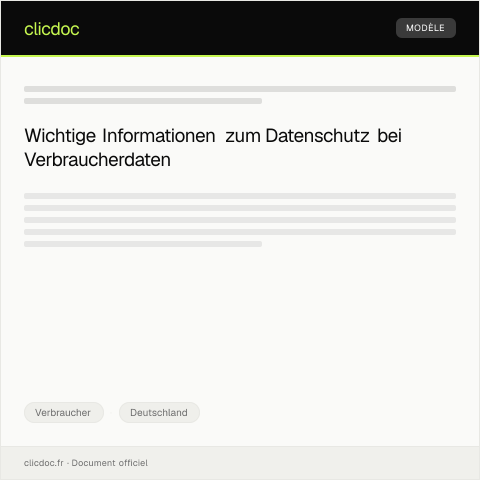 Dokumentvorschau: Erklärung zum Datenschutz bei Verbrauch­er­daten — Verbraucher, Deutschland