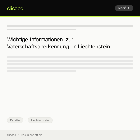 Dokumentvorschau: Erklärung zur Vaterschaftsanerkennung — Familie, Liechtenstein