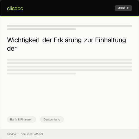 Dokumentvorschau: Erklärung zur Einhaltung der Verbraucherschutzrichtlinien — Bank & Finanzen, Deutschland