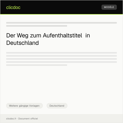 Dokumentvorschau: Erteilung eines Aufenthaltstitels — Weitere gängige Vorlagen, Deutschland