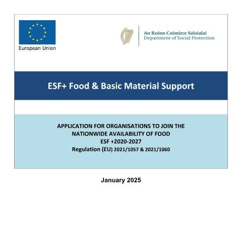 Document preview: ESF+ Food and Basic Material Support — esf food and basic material support application form for organisations to join the nat — Department of Social Protection, Ireland