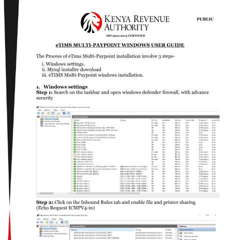 Document preview: eTIMS Multi-Paypoint User Guide (Windows) — Guide, Kenya (CERFA n°eTIMS-Multipaypoint-Windows-User-guide-2024)