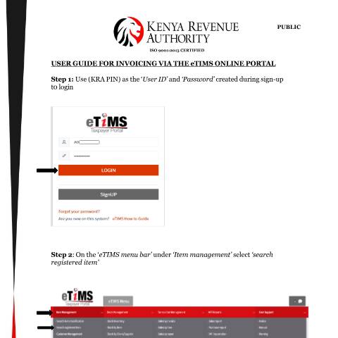 Document preview: eTIMS Online Portal User guide — Guide, Kenya (CERFA n°Online-Portal-User-Guide-2026)