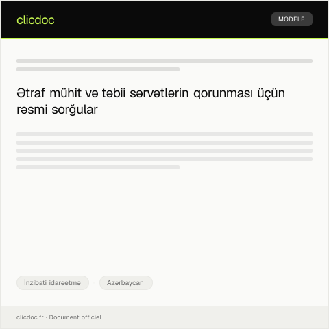 Document preview: Ətraf mühit və təbii sərvətlərlə bağlı rəsmi sorğular — İnzibati idarəetmə, Azərbaycan