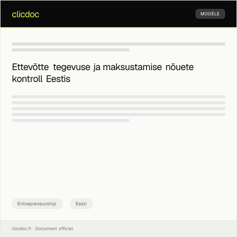 Document preview: Ettevõtte tegevuse ja maksustamise nõuete täitmise kontroll — Entrepreneurship, Eesti