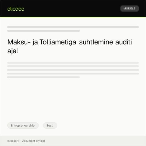 Document preview: Ettevõtte tegevuse ja maksuandmete kontroll ning audit — Entrepreneurship, Eesti