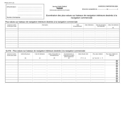 Aperçu du document Exonération des plus-values sur bateaux de navigation intérieure destinés à la navigation commerciale (PDF, 188.37 Ko) — SPF Finances, Belgique (CERFA n°121-276-p)