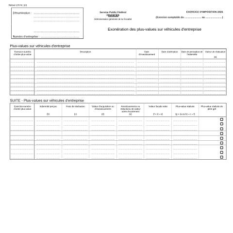 Aperçu du document Exonération des plus-values sur véhicules d'entreprise (PDF, 194.05 Ko) — SPF Finances, Belgique (CERFA n°121-276-n)