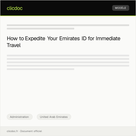 Document preview: Application for Expedited Emirates ID Processing for Urgent Travel — Administration, United Arab Emirates