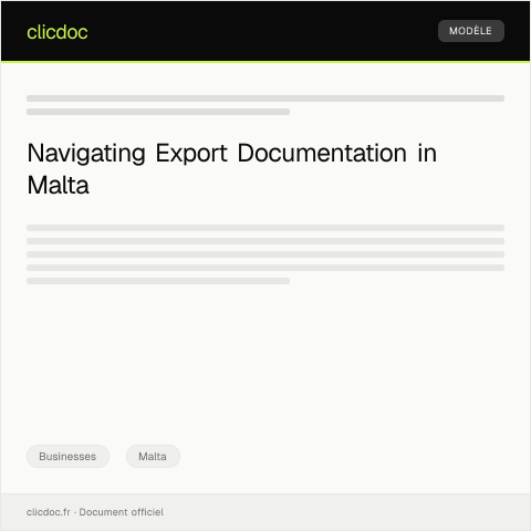 Document preview: Application for Export Documentation Assistance — Businesses, Malta