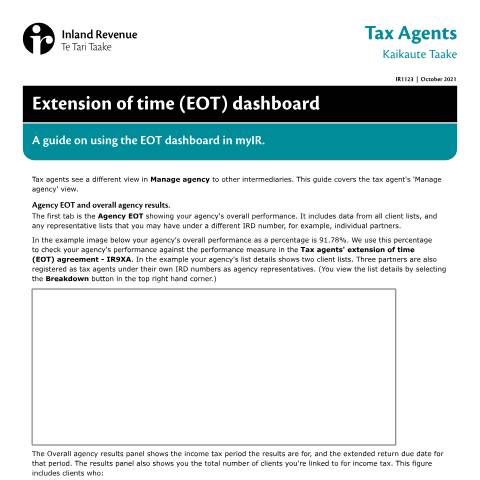 Document preview: Extension of time (EOT) dashboard — Other, New Zealand (CERFA n°IR1123)