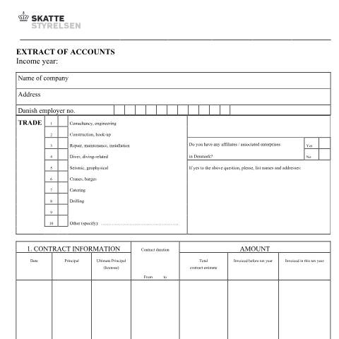 Document preview: Extract of Accounts — 49 Administration affairs: other forms, Danmark (CERFA n°49.107)