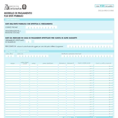 Anteprima documento F24 Enti pubblici — Pagamenti, Italia (CERFA n°F24 Enti pubblici)
