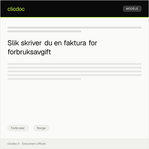 Document preview: Faktura for forbruksavgift — Forbruker, Norge