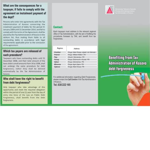 Document preview: Benefiting from TAK Debt forgiveness — Flyers, Kosovë