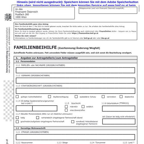 Dokumentvorschau: Beih100 — Familienbeihilfe (Zuerkennung/Änderung/Wegfall) — Steuern, Österreich (CERFA n°Beih100)