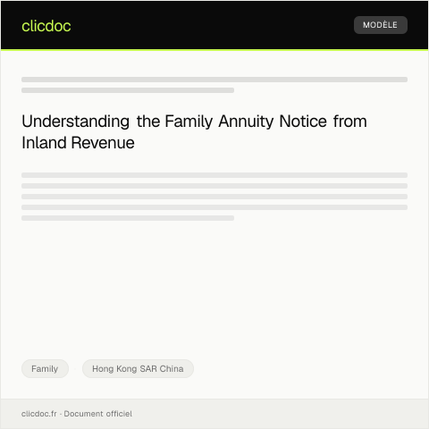 Document preview: Notice of Family Annuity 家庭年金通知 — Family, Hong Kong SAR China