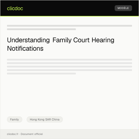 Document preview: Notification of Family Court Hearing 家庭法院聽證通知 — Family, Hong Kong SAR China