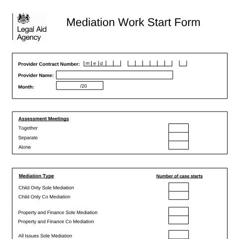 Document preview: Family mediation claim form — Legal Aid Agency, United Kingdom