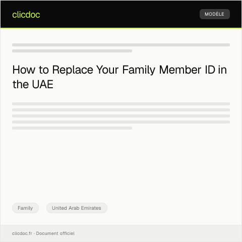 Document preview: Application for Family Member ID Replacement — Family, United Arab Emirates