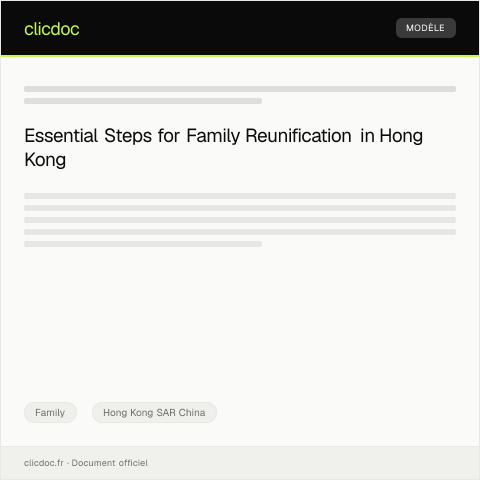 Document preview: Application for Family Reunification 家庭團聚申請 — Family, Hong Kong SAR China