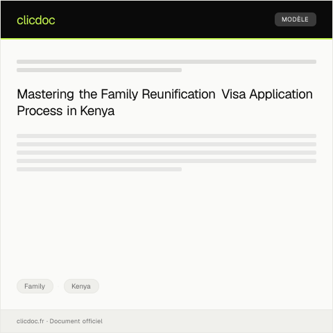 Document preview: Application for Family Reunification Visa (Form FK-FRV009) — Family, Kenya