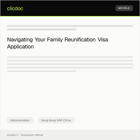 Document preview: Request for Family Reunification Visa Approval from Immigration Department — Administration, Hong Kong SAR China