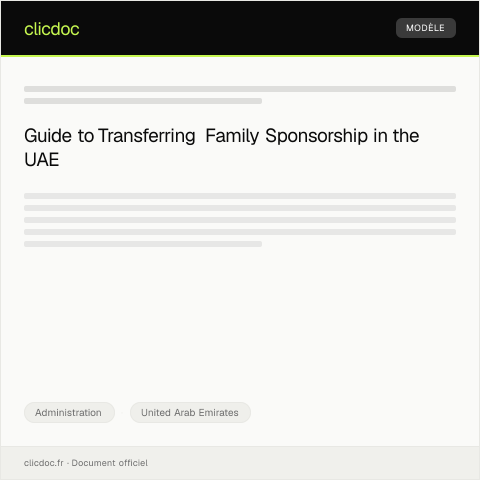 Document preview: Request for Family Sponsorship Transfer to New Employer in UAE — Administration, United Arab Emirates
