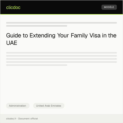 Document preview: Application for Family Visa Extension in UAE — Administration, United Arab Emirates