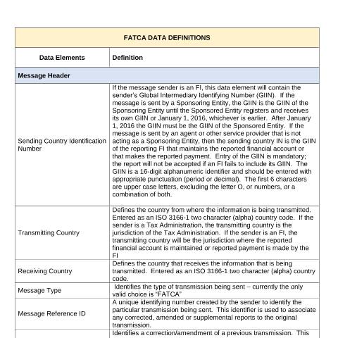 Document preview: FATCA Data Definitions — Document, Jamaica (CERFA n°Data+Definitions+27_05_15)